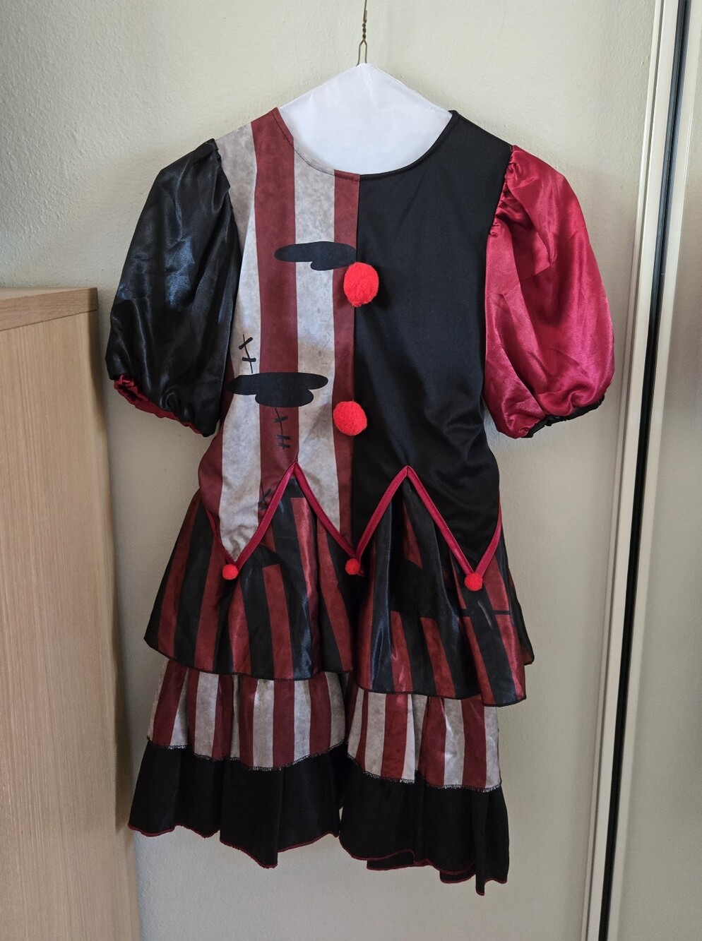 Kids Red and Black Jester Costume Dress